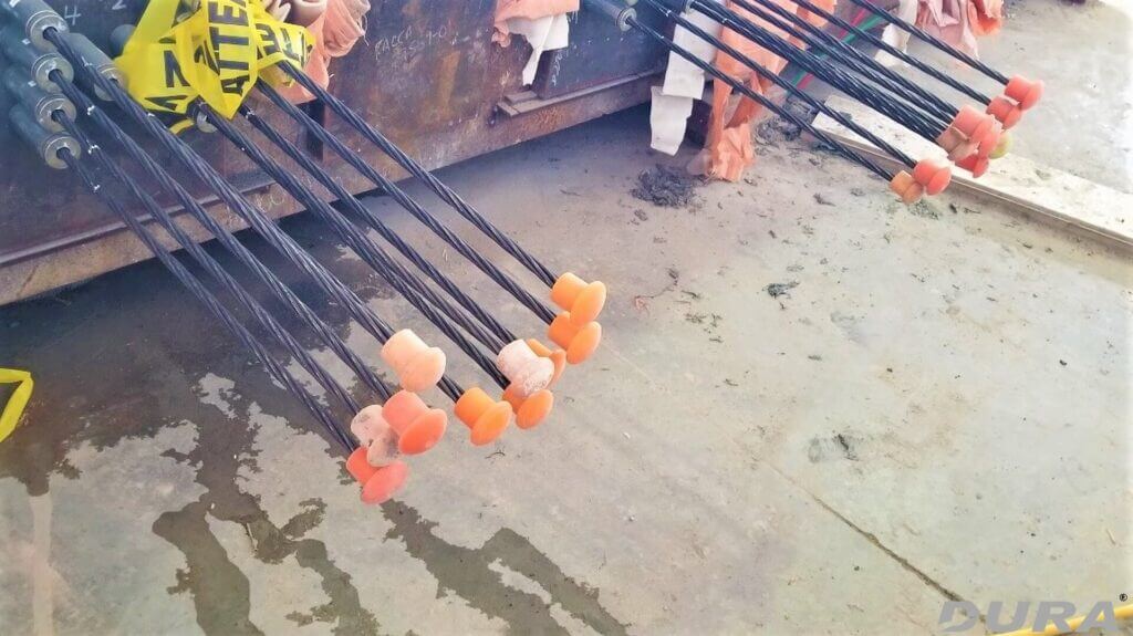 Pretension strands used in the UHPC pile.