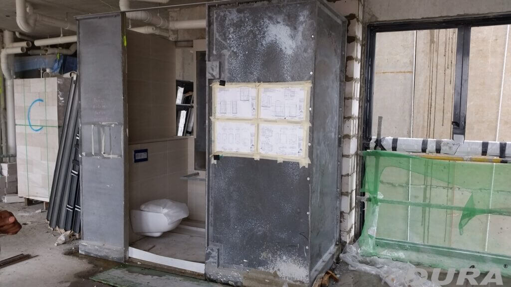 Dura UHPFRC precast bathroom carcass.