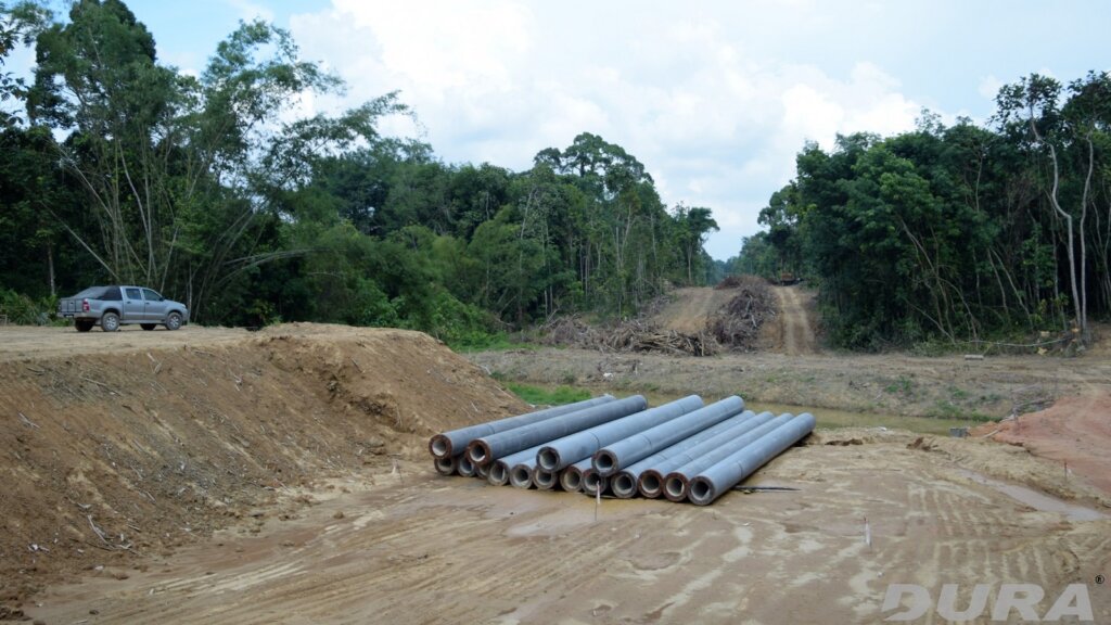 600mm spun piles at site