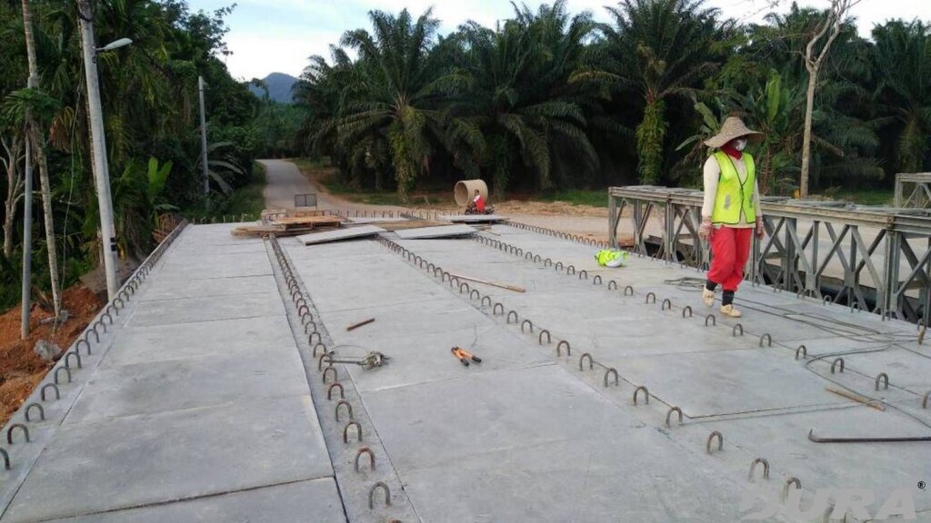 Completion of installation of beam and left-in formwork