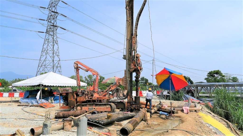 Construction of micropiles at abutment A in progress (250119).
