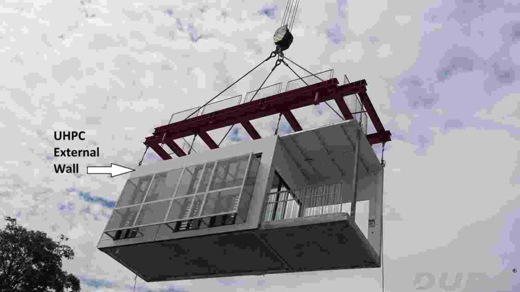 DURA UHPFRC used as an external wall for PPVC module