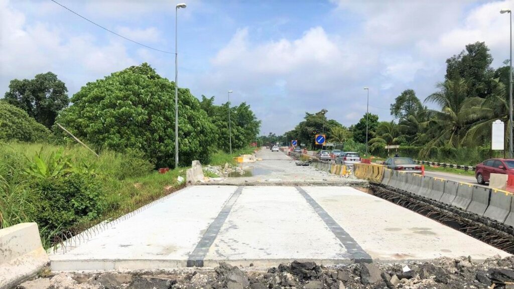 First half of the new bridge installed.