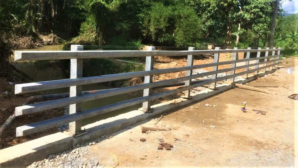 Installation of dura UHPC railing.