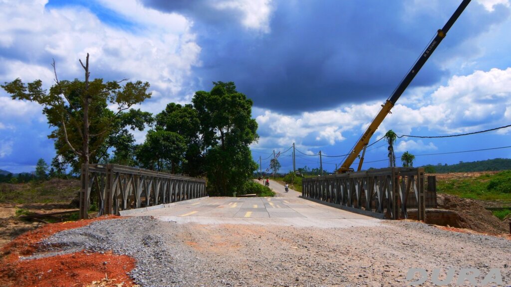 Temporary crossing using three circular culverts