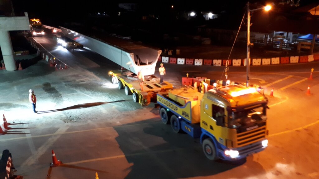 Towing the second beam.