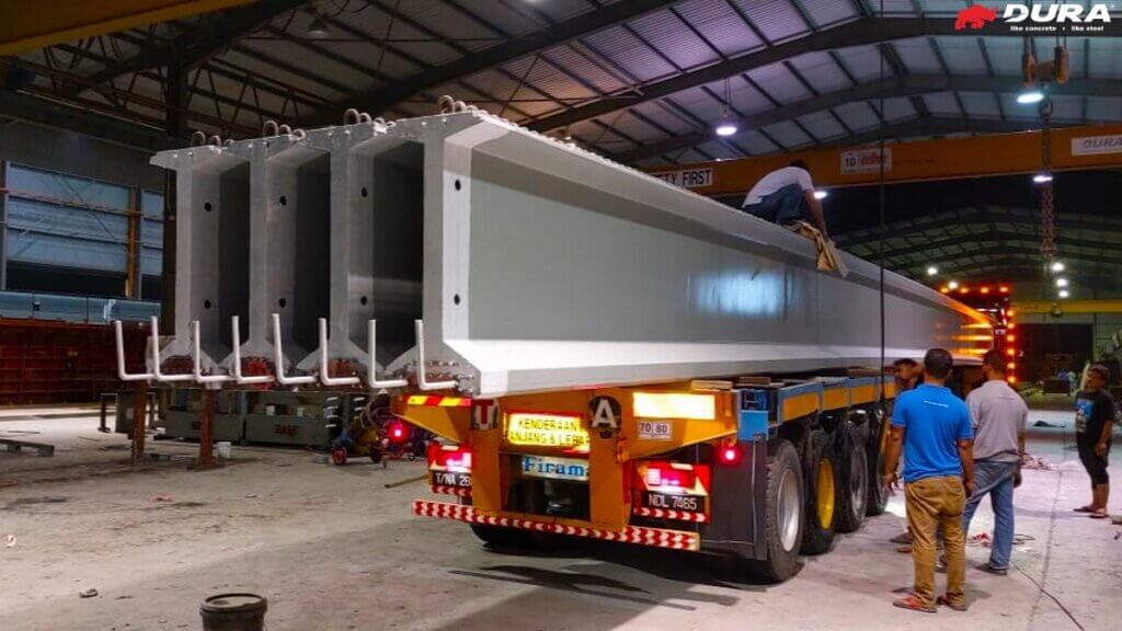 Transportation of 4 beam in one go using pole trailer.