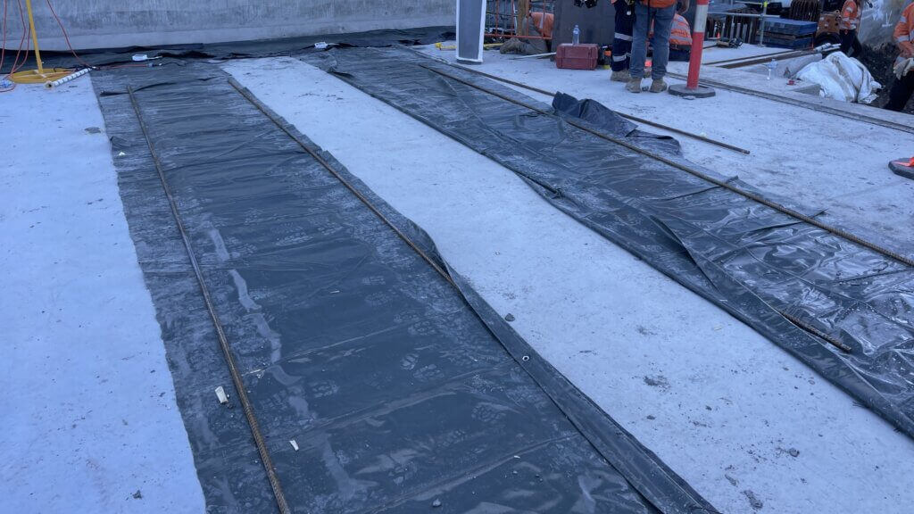 Heat blanket used to accelerate the strength gain.