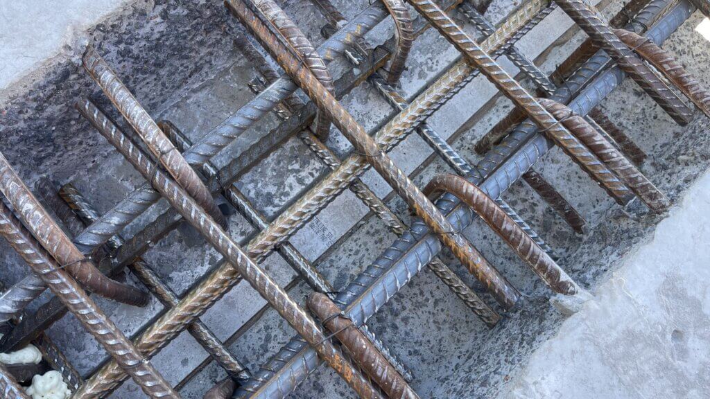 Connection detail of precast components yet to be stitched with Dura UHPFRC.