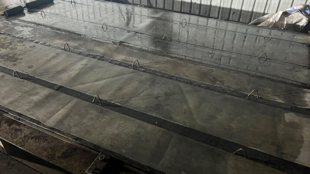 Setting up base for wall panel casting.