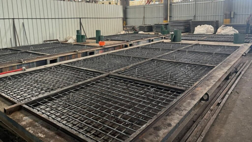 Installation of rebar wall panel.