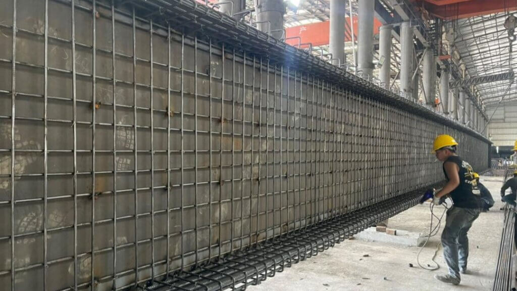 Installation of rebar.