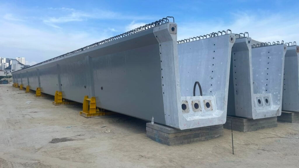 Alignment of all beam segments has been completed prior to launching.