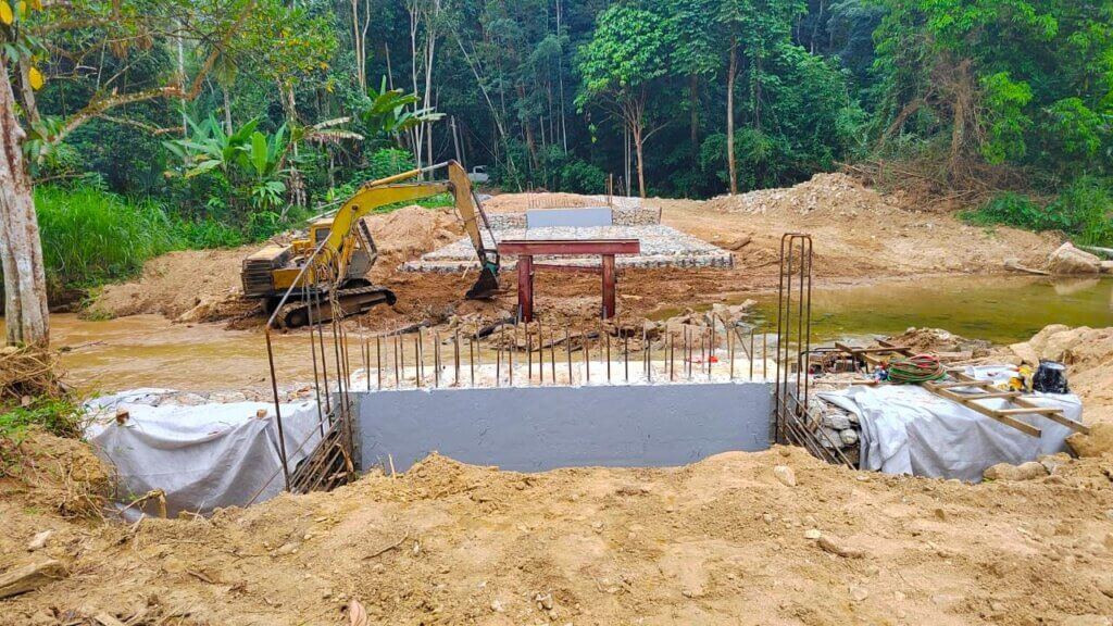 1.Construction of RC column at abutment A.
