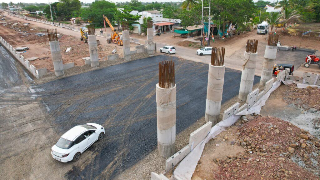 Constructing piers.