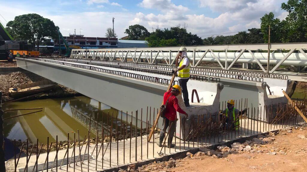 Two Beams Positioned and Aligned Accurately on Abutments.