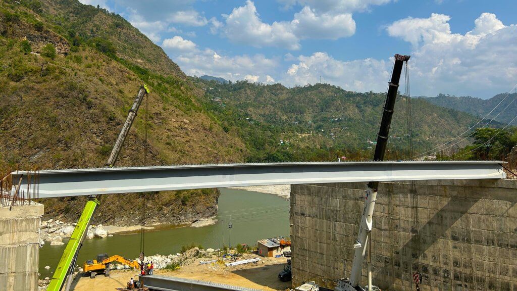 Beam Launching is Ongoing and Being Positioned onto the abutments.