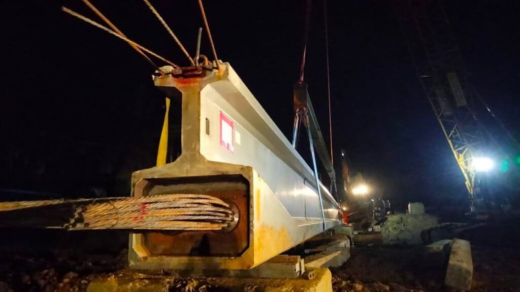 Post-tensioning works have been completed in accordance with the specified procedure.