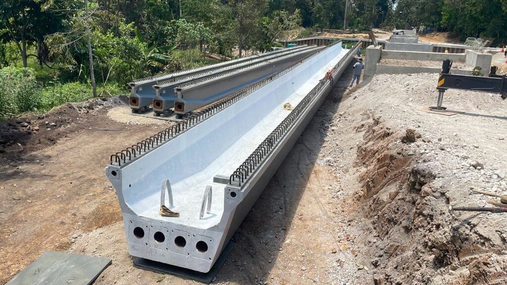 All beams delivered to site, pending post-tensioning (PT) works.