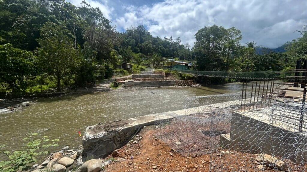 Abutment construction works are currently in progress.