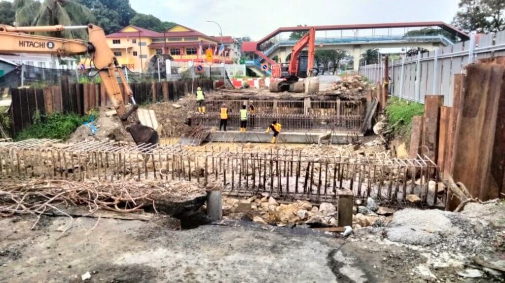Abutment construction works are ongoing.