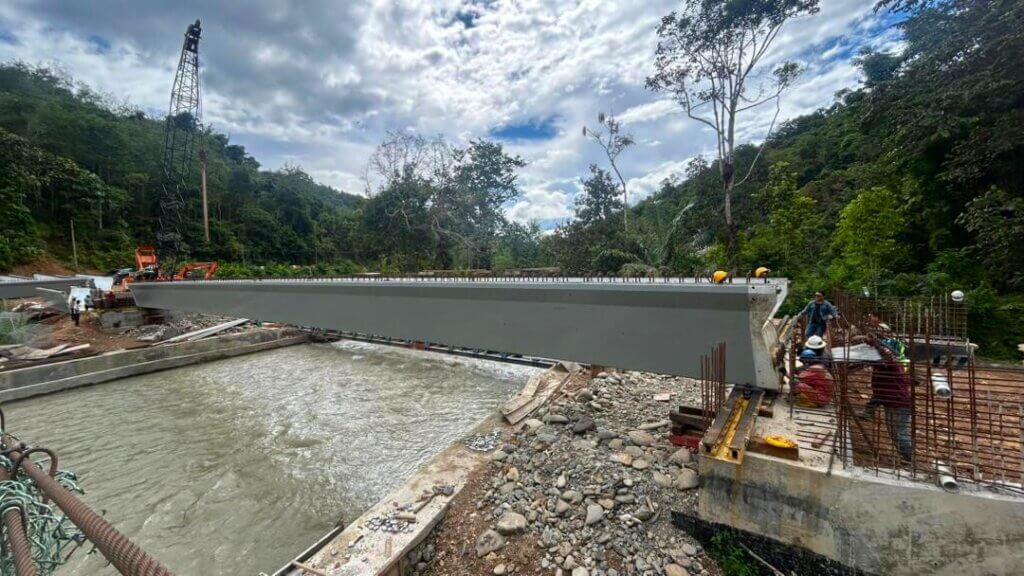 First nos of precast prestressed UHPC girder was successfully launched across the river span and accurately positioned onto the bridge abutments.